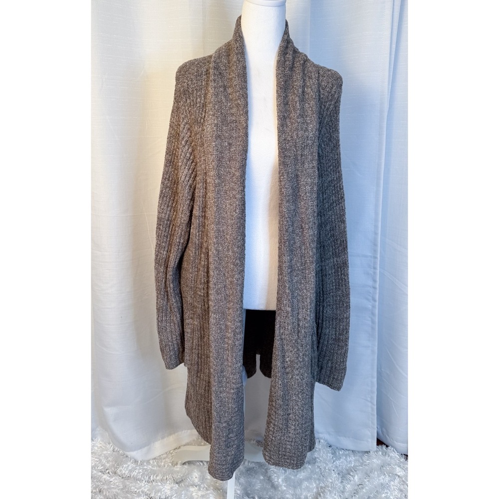 Barefoot Dreams CozyChic Lite Rib-Knit Open Front Chenile Long Cardigan 3XL